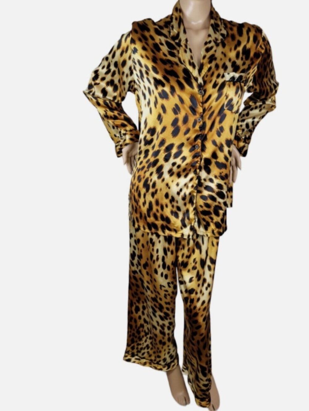 Victoria's Secret Vintage Satin Leopard Pajama Set XL